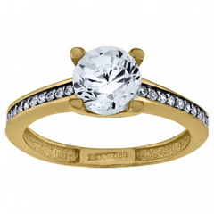10kt Two-Tone Gold Womens Round Cubic Zirconia Engagement Ring