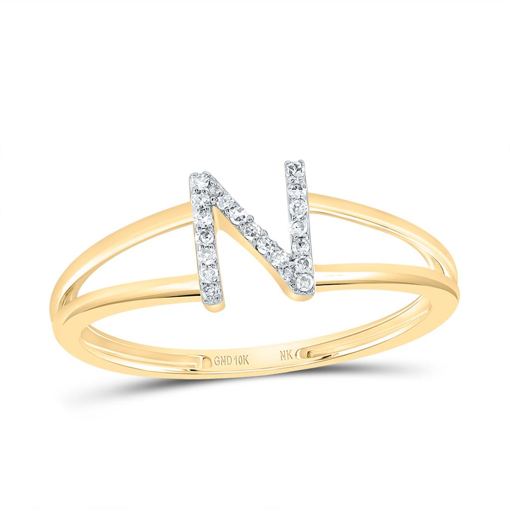1/10CTW-DIAMOND INITIAL "N" RING