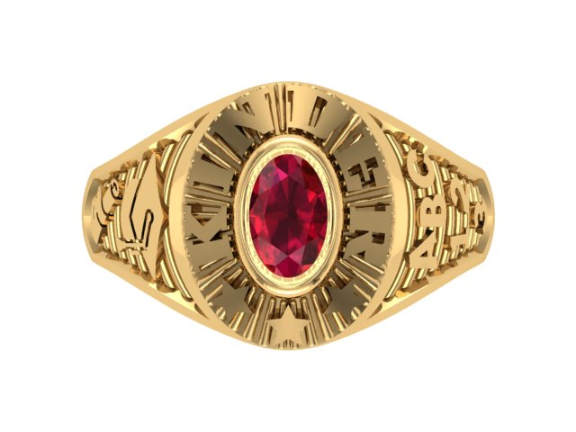 10KT Yellow Gold Kinder Spirit Graduation Ring Red Stone Size 3.5