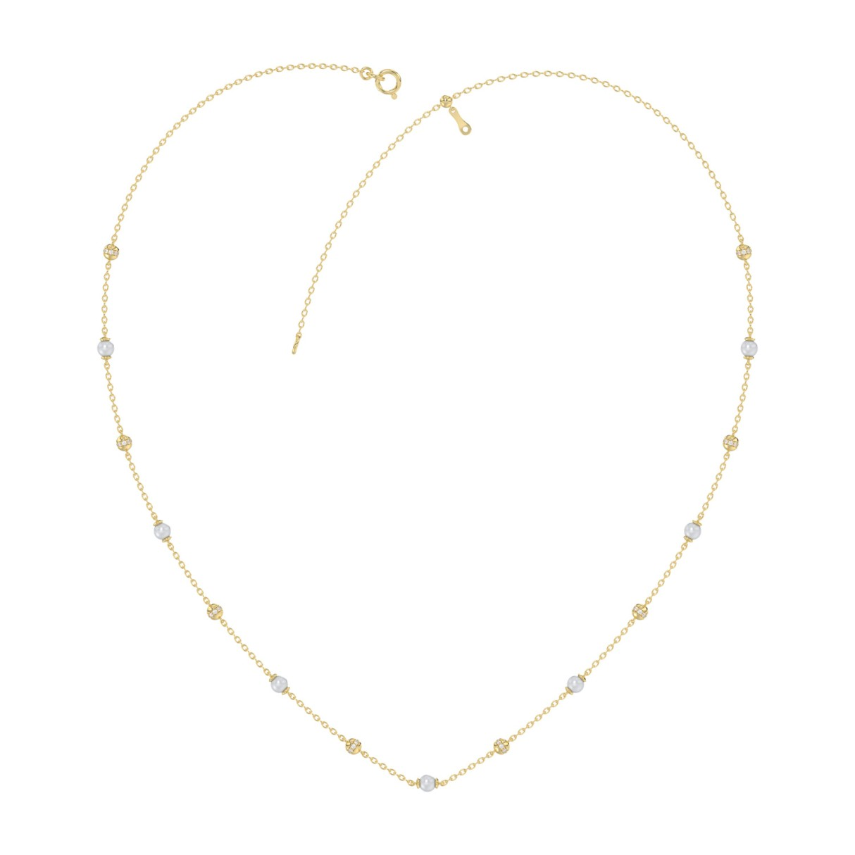 10K Yellow Gold 0.33CTW Certified Lab-Grown Diamond Round/Pearl Neckla