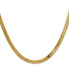 10KT Gold 4MM Silky Herringbone Chain 18 Inches
