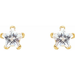 10KT Gold 4MM Star CZ Earrings with Screwbacks