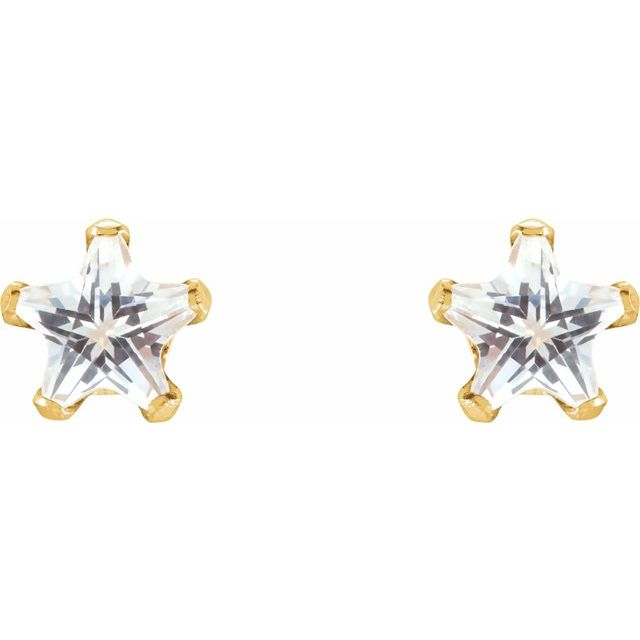 10KT Gold 4MM Star CZ Earrings with Screwbacks
