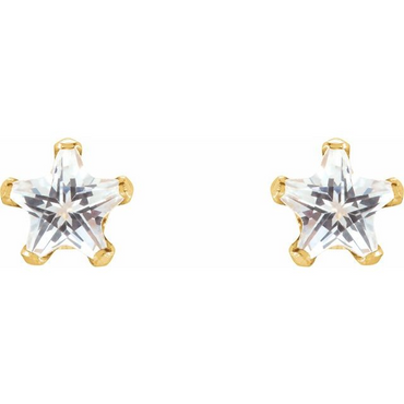 10KT Gold 3MM Star CZ Earrings with Screwbacks