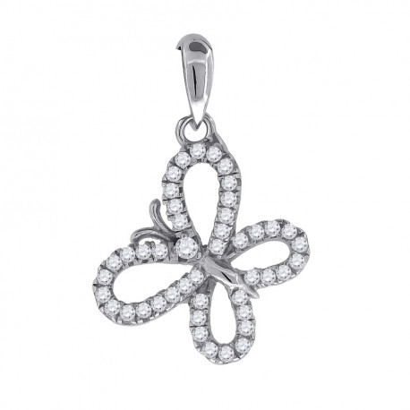 925 Sterling Silver Womens Cubic Zirconia Butterfly Charm Pendant
