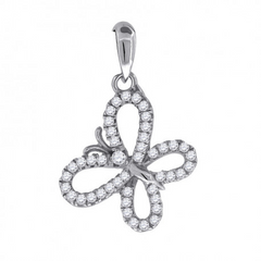 925 Sterling Silver Womens Cubic Zirconia Butterfly Charm Pendant