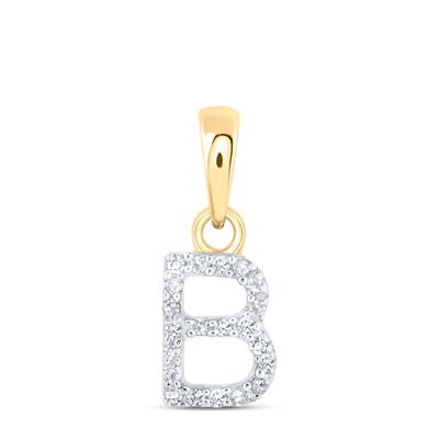 10K YELLOW GOLD ROUND DIAMOND INITIAL B LETTER PENDANT 0.12 CTTW