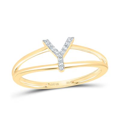 1/20CTW-DIAMOND INITIAL "Y" LADIES RING IN YELLOW GOLD
