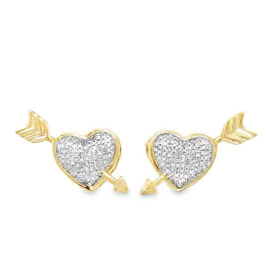 10KT 0.20CT- DIAMOND HEART EARRINGS