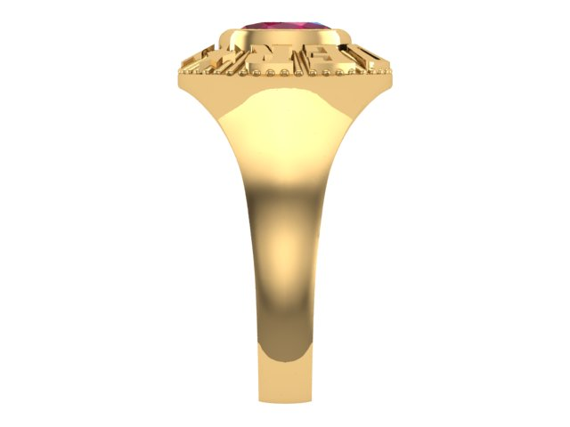 10KT Yellow Gold Kinder Spirit Plain Graduation Ring Red Stone Size 3