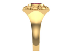 10KT Yellow Gold Kinder Spirit Plain Graduation Ring Red Stone Size 3