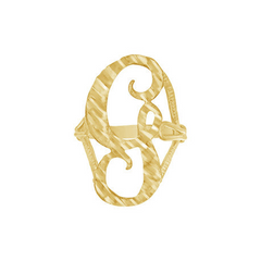 10KT Gold Women's Large Diamond Cut Initial G Ring