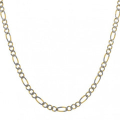 10kt Two-tone Gold Solid Figaro Pave Chain 2.5mm 22 Inches
