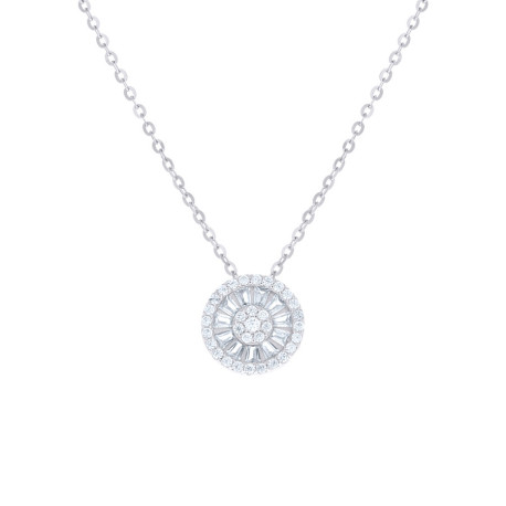 925 Sterling Silver Womens Baguette Round Cubic-Zirconia Round Fashion