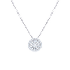 925 Sterling Silver Womens Baguette Round Cubic-Zirconia Round Fashion