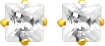 10KT Gold 3MM Princess Cut CZ Earrings with Screwback