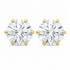 10KT Gold 7MM White CZ Stud Earrings with Push Back