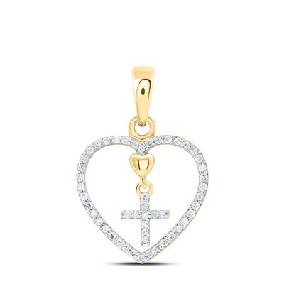 1/6CTW-NAT DIA P1 GIFT CROSS HEART PENDANT