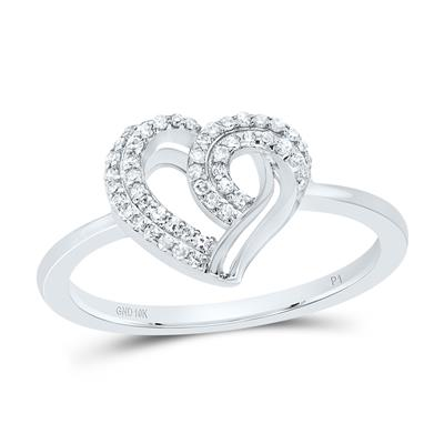 10KT WHITE GOLD 1/6CTW-NATURAL DIAMONDS HEART RING
