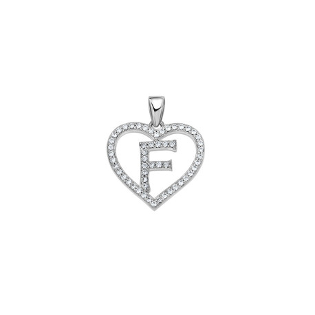 925 Sterling Silver Womens Cubic Zirconia Initial Letter F Heart Charm