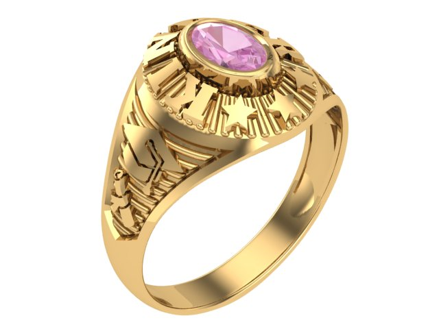 10KT Yellow Gold Kinder Spirit Graduation Ring Pink Stone Size 3.5