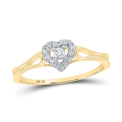 10k Yellow Gold Round Diamond Heart Ring 1/8 Cttw