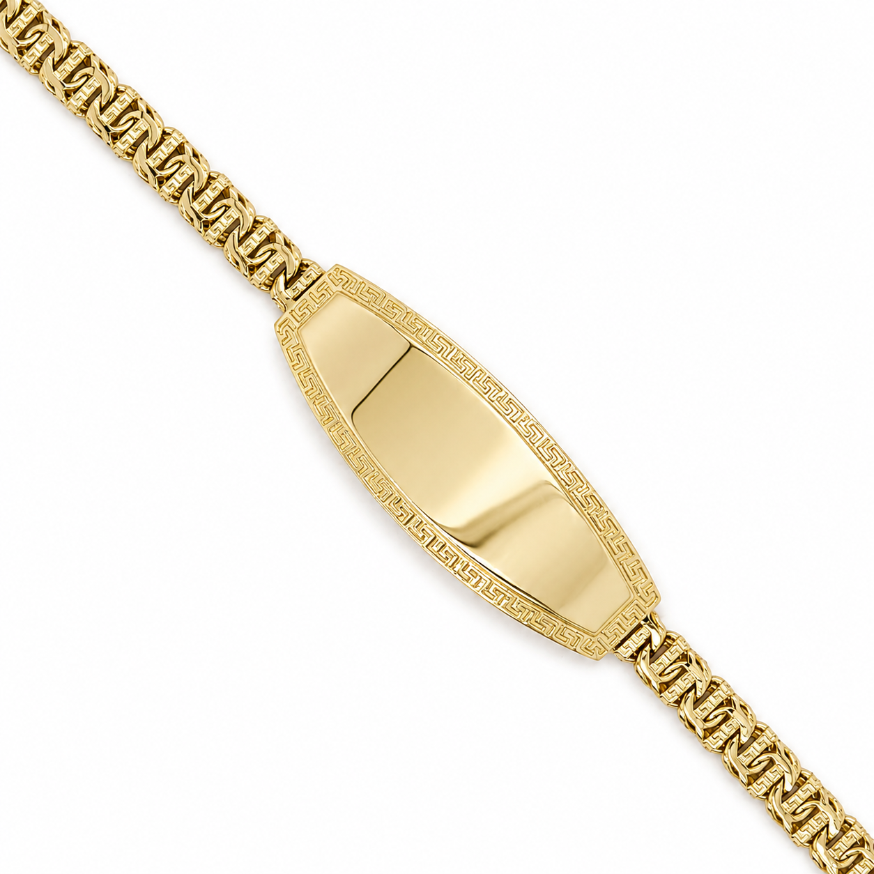 10KT Gold 6MM Chino Bar Monaco Bracelet with Greek Bars, Greek Border