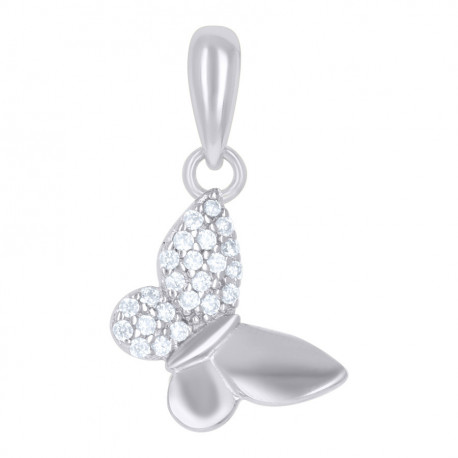 925 Sterling Silver Womens Cubic-Zirconia Butterfly Pendant