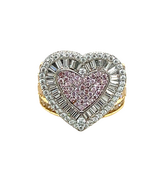 10KT Gold 17MM Heart Ring with Pink CZ Size 7