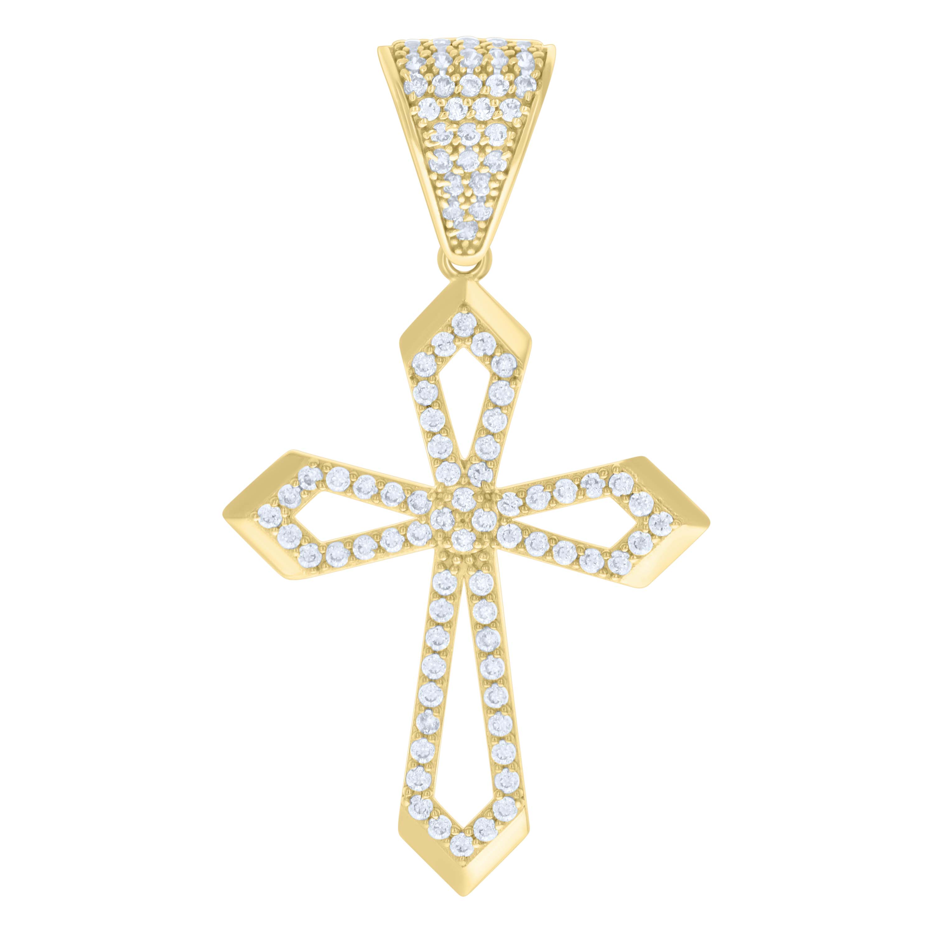 10kt Yellow Gold Mens Cubic-Zirconia Passion Cross Religious Charm Pen