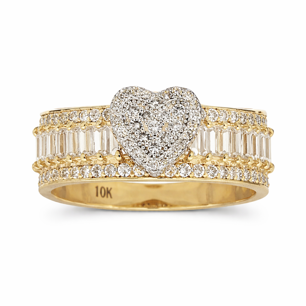 10KT Gold 8MM Heart Ring with CZ Size 8