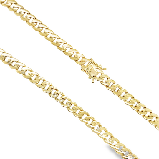 10KT Yellow Gold 6mm Miami Cuban Monaco Chain 26