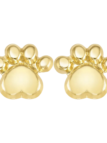 10KT Gold Paw Stud Earrings with Screwbacks
