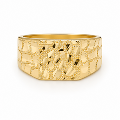 10kt Yellow Gold Mens Nugget Ring 10MM