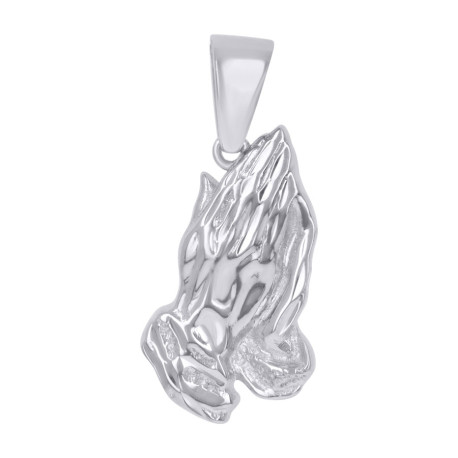 925 Sterling Silver Unisex Praying Hands Symbol Religious Charm Pendan