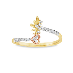 10KT .14CT DIAMOND WOMENN'S TIARA WITH HEART RING