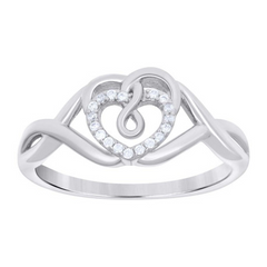 925 Sterling Silver Womens Cubic-Zirconia Infinity Heart Ring Size 7