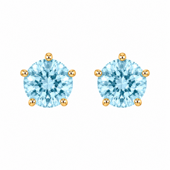 10KT Gold 5MM Aquamarine CZ March Birthstone Stud Earrings with Screwback Ball