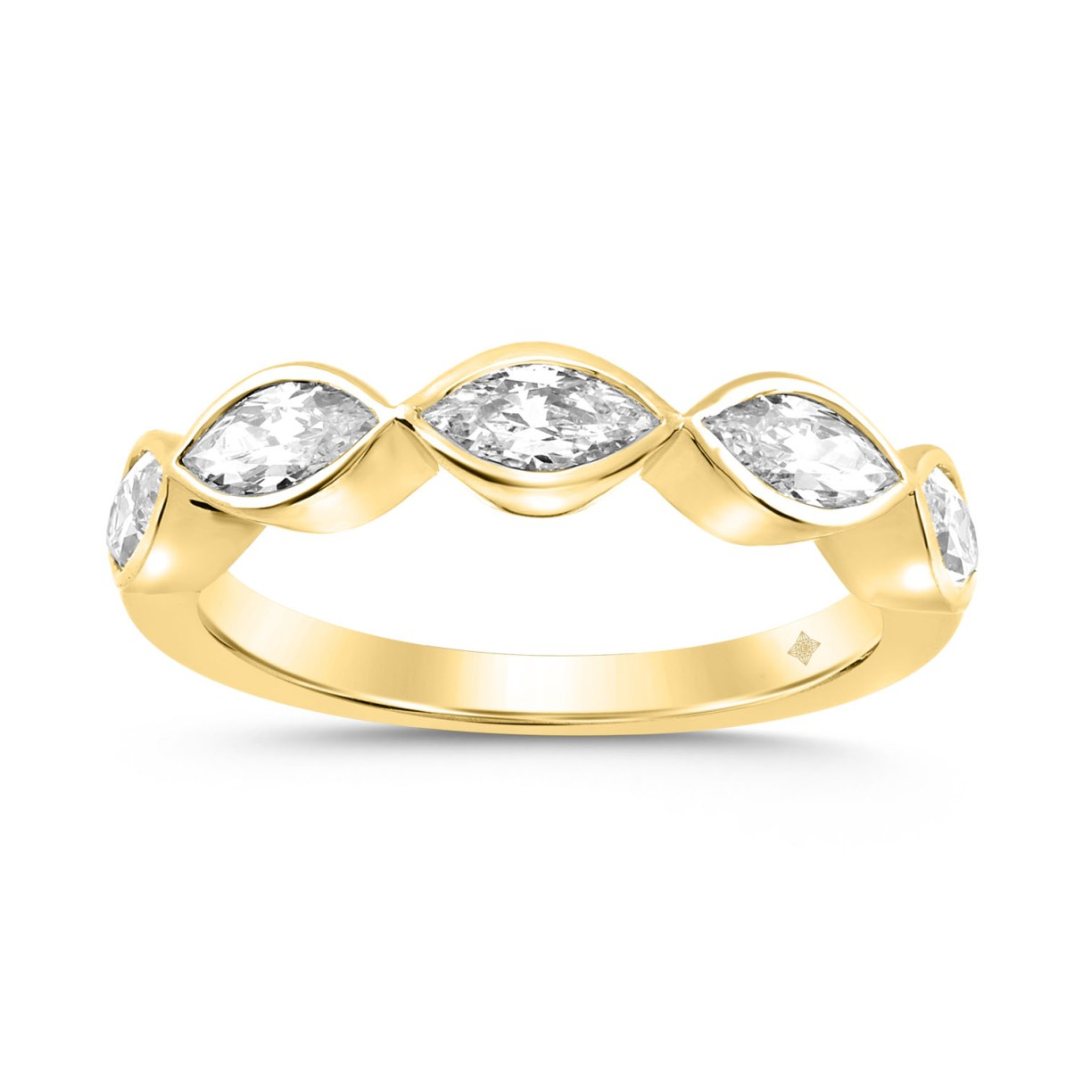 LADIES BAND 1CT MARQUISE LAB DIAMOND 14K YELLOW GOLD