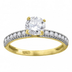 10kt Two-Tone Gold Womens Cubic Zirconia Engagement Ring