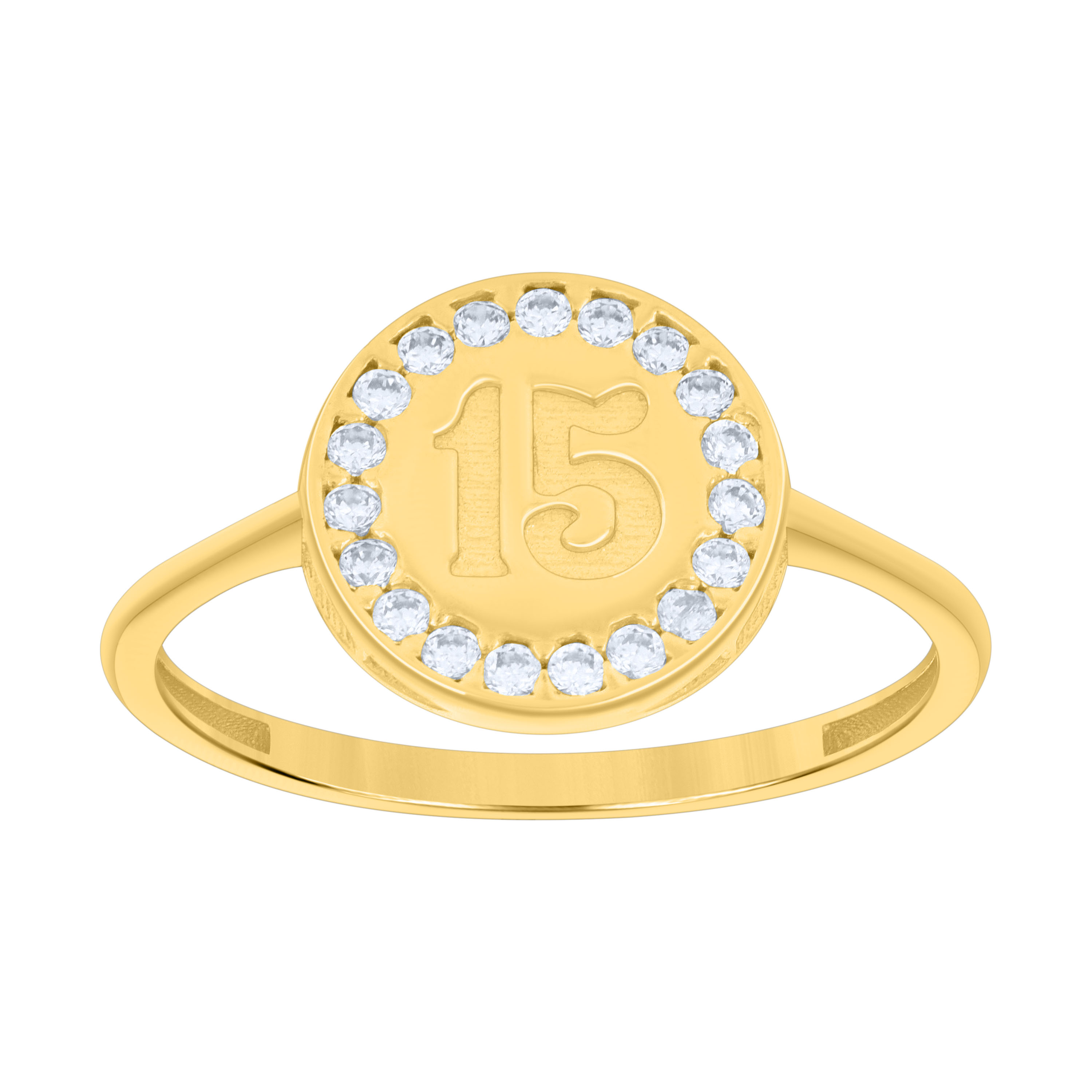 10kt Yellow Gold Womens Cubic-Zirconia Sweet 15 Quinceanera Ring