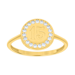 10kt Yellow Gold Womens Cubic-Zirconia Sweet 15 Quinceanera Ring