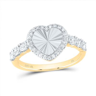 10KT YELLOW GOLD 1/4CTW NATURAL DIAMONDS HEART RING