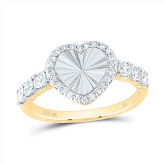 10KT YELLOW GOLD 1/4CTW NATURAL DIAMONDS HEART RING