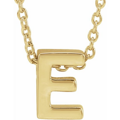 10KT Yellow Gold Initial E Necklace 17+1 Inches
