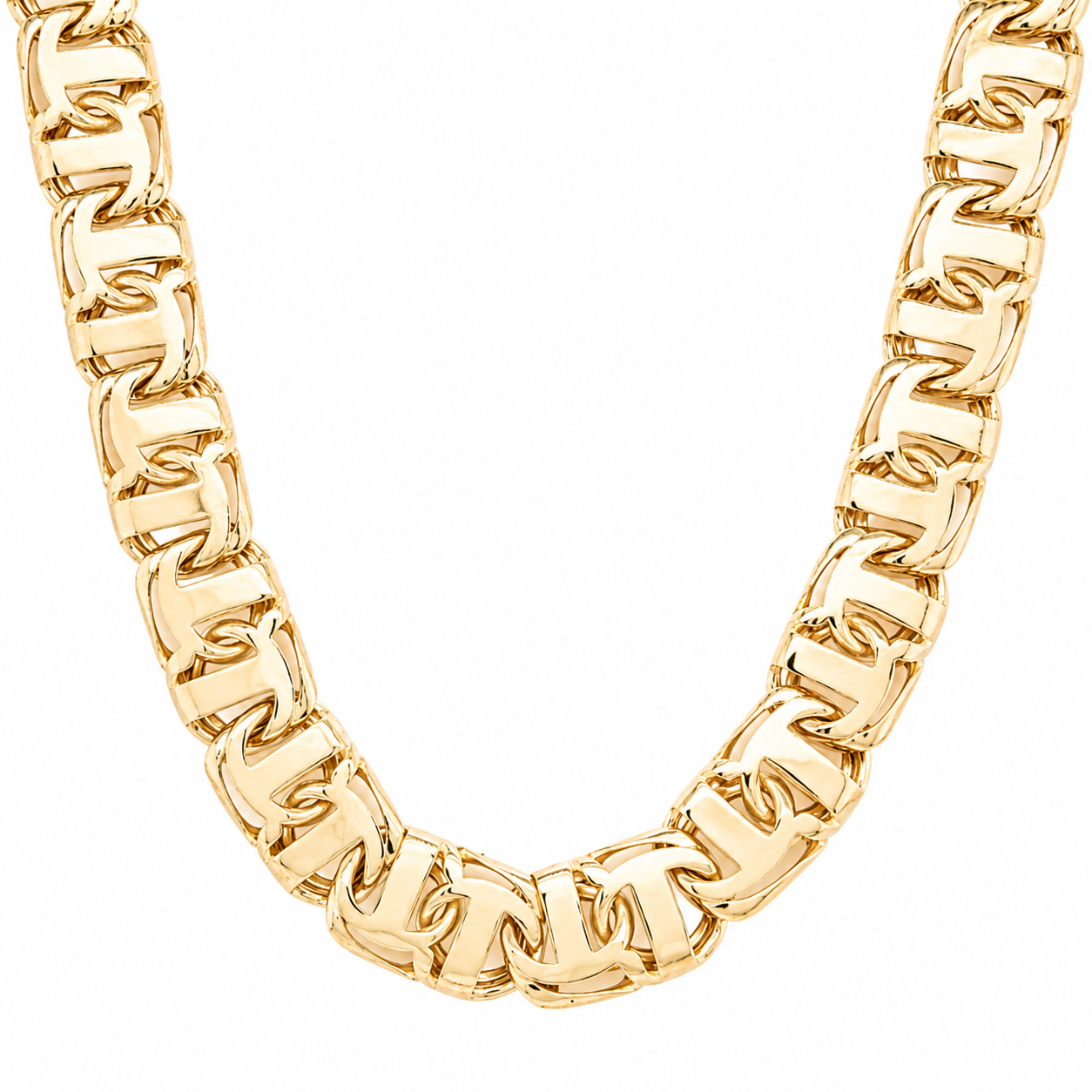 10KT Gold 12MM Chino Bar Chain with Greek Border 24 Inches (Free Engra
