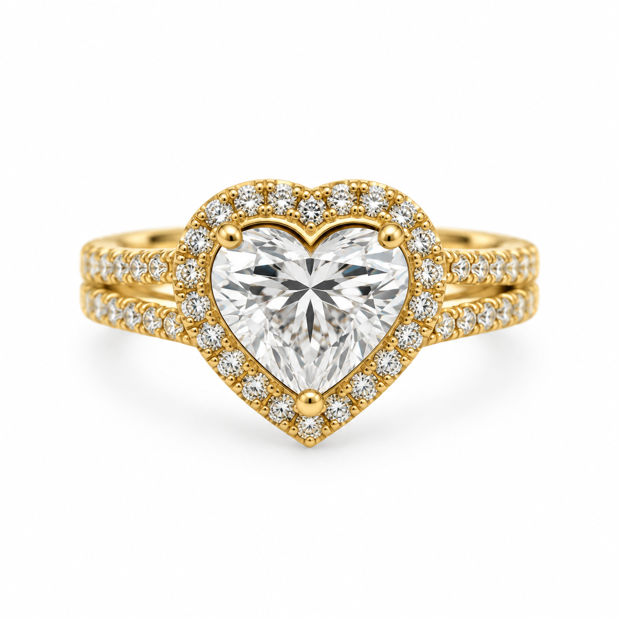 14K Yellow Gold 3.05CTTW Certified Lab-Created Heart Shape with Accent