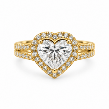 14K Yellow Gold 3.05CTTW Certified Lab-Created Heart Shape with Accent