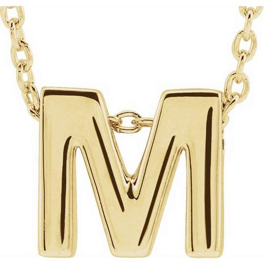 10KT Yellow Gold Initial M Necklace 17+1 Inches
