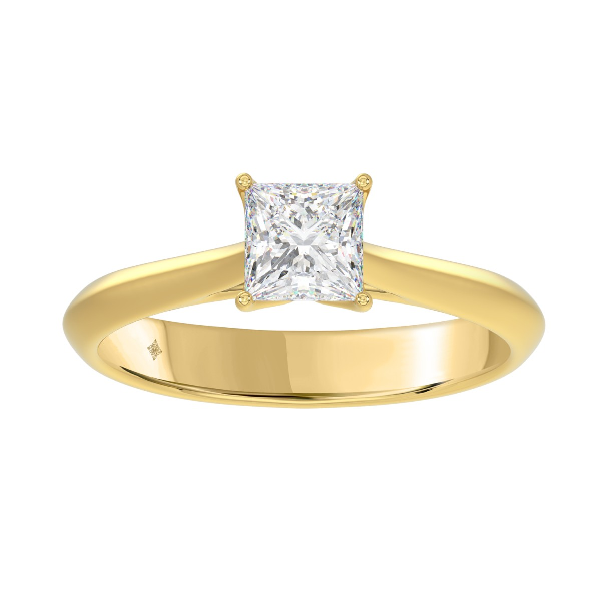 14K Yellow Gold 1.00CT Certified Lab-Grown Diamond Princess Solitaire